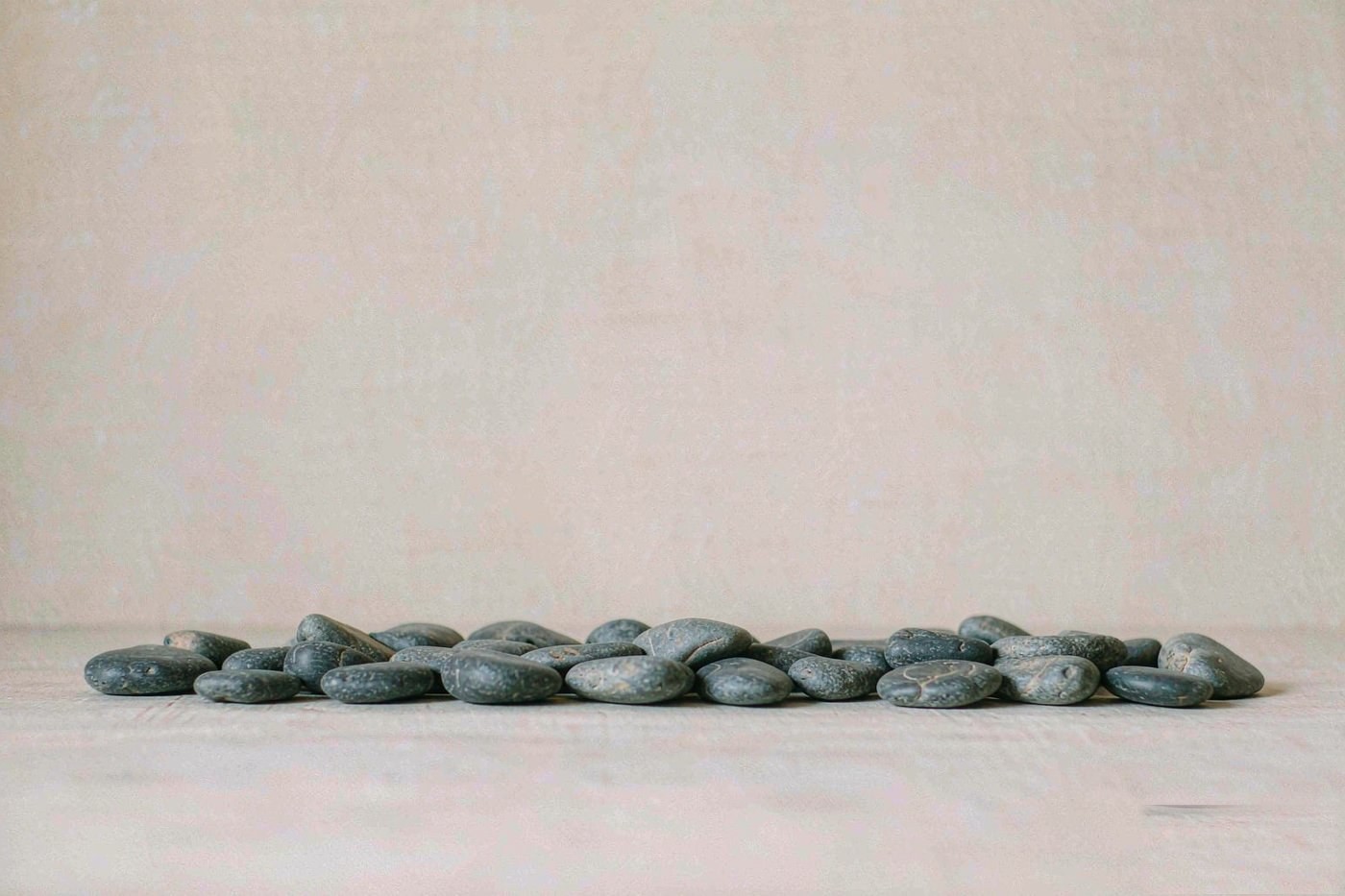 Row of smooth river stones